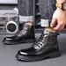 Men's boots Shoes High top warm casual cotton shoes Leather motorcycle men's boots Fashion men's wool_vogvips.com