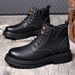 European Warm Series 2025 Autumn Winter New With Fleece Lining, Warm High-top Cotton Shoes, Black Fashionable Men's Martin Boots_vogvips.com
