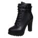 Women's Chunky Heel Fashion Boots European American Style Winter Side Zipper Short Studded Belt Buckle High Heeled Cowboy Boots_vogvips.com