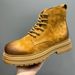 Leather Retro Martin Boots Men's Short Boots Rhubarb Boots Thick-soled Wear-resistant Tooling Boots_vogvips.com