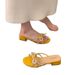 Fairy Pearl Bow Ope-Toe Slippers Summer Outdoor Frech Style Stuig Roud Toe Rhiestoe Chuky Heel Sadals For_vogvips.com