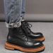 European Warm Series Autumn Winter New Thick Sole Martin Genuine Men's Short Derby Big Toe Leather Shoes Lace-up Boots Outdoor Work_vogvips.com