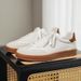 Men's Retro German Trainer Low-Top Sneakers Clean Fit Casual Leather White Shoes With Suede Heel Detail_vogvips.com