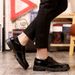 Euro Step Summer Brogue Style Carved Men's British Trend Slip-On Pointed Toe Leather Height Increasing Hairstylist Thick Sole_vogvips.com