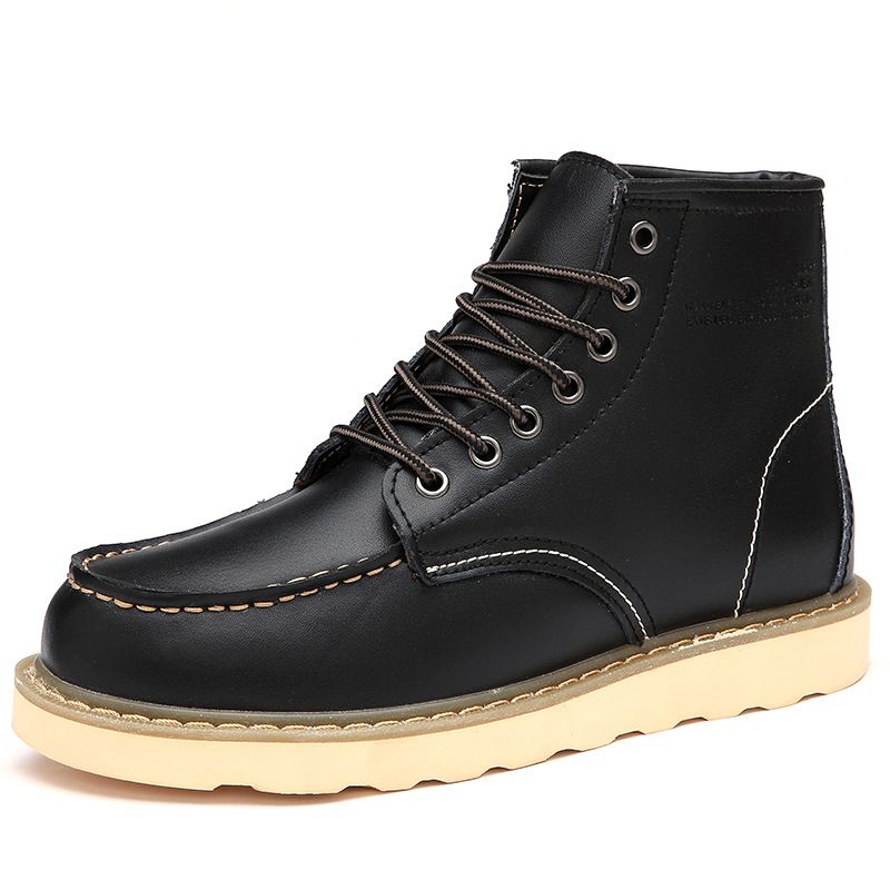 Large Two Layer Cowhide Men's Martin Boots Winter Pu Leather Short Boots_vogvips.com