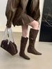 Fashionable 2025 Autumn Winter Thin Strap Pointed Toe Suede Inner Over-the-Knee High Heel Long Boots Women's Shoes_vogvips.com