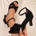 2025 Summer New High Chunky Heel Large Size One-Strap Buckle Sandals For Women European And American Foreign Trade Fish_vogvips.com