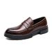 Euro Step Large Size Brogue Low-top Fashion Casual Leather British Style Men's Thick-soled Slip-on Lazy Business Shoes_vogvips.com