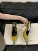 Retro Pointed Toe Diamonds High Heels Women Autumn 2025 New Metal Patent Leather Pumps Stripper Sandals Slingback Shoes_vogvips.com