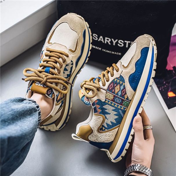 Men's Casual Breathable Sneakers With Rubber Sole, Round Toe, And Low Heel For Spring And Summer, Lightweight Comfortable Walking Shoes_vogvips.com