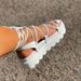 Cost Performance Thick Soled Roman Women's Lace Up Sponge Cake Beach Shoes, Large Sandals For Women_vogvips.com