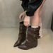 2025 American Style Hot Girl Rivet Leg Heightening Pointed Toe Short For Women Autumn Winter New Western Cowboy Boots_vogvips.com