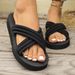 Cross Slippers Women Wear Summer Beach Vacation Flip-flops With Thick Soles Non-slip_vogvips.com