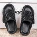 2025 New Wo's Summer Outdoor Sandals With Sequins, High-End Thick-Soled Beach Slippers, Slip-On Shoes For Pregnant_vogvips.com