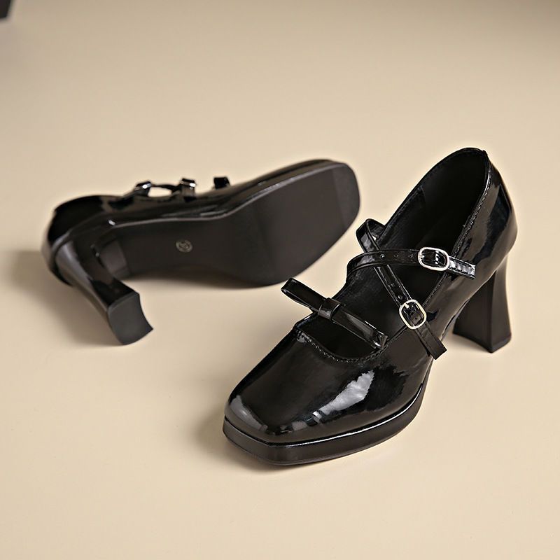 Everyday Mary Jane Women's Shoes 2025 Spring And Autumn New French Fairy Style Design Square Toe Chunky Heel High Heels_vogvips.com