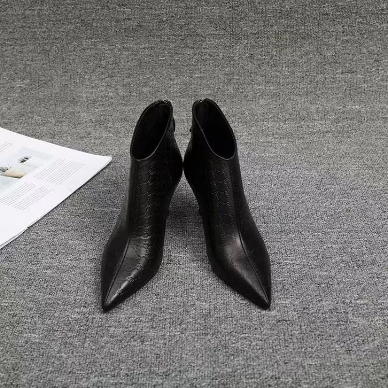 Women's Shoes Fashion Temperament Real Soft Leather Nude Boots Pointed High Heel Commuting Short Tube Single Boots Plus Velvet Stiletto Short Boots_vogvips.com
