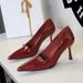 1619-A7 European And American Style Sexy Metal Buckle High Heels Patent Leather Pointed Toe Single Elegant Thin Heel_vogvips.com