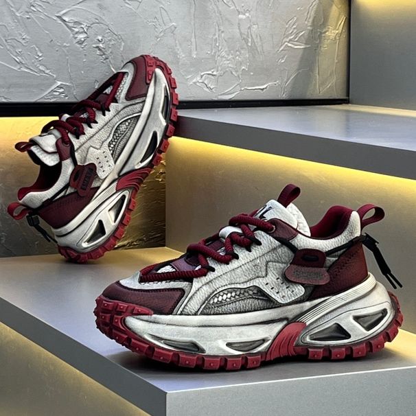 European Style Men's 2025 Autumn Winter New Low-top Leather Casual Retro Distressed Thick-soled Dad Shoes_vogvips.com