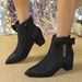 326-4 Women's Short Boots Pointed Toes, Thick High Heels, With A Comfortable, Warm, And Elegant Zipper At The Back_vogvips.com