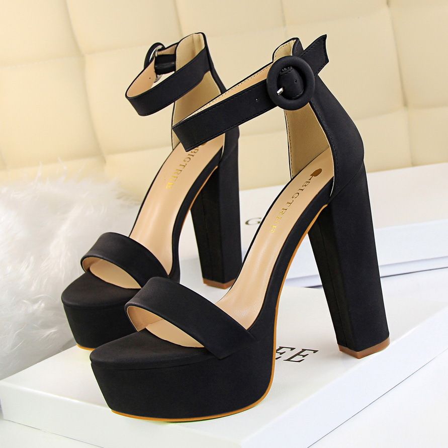 Style Thick Heel Super Thin High Heels Sexy Hightclub Women S Shoes Waterproof Platform Open Toe Belt Buckle Sandals_vogvips.com