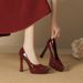 125-1 Waterproof Platform Comfortable Women's Elegant Pointed Toe Stiletto High Heels Bridesmaid Party Professional Work_vogvips.com
