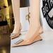 K Banquet Slope Heel Women S High Heels Shallow Mouth Pointed Hollow Back Strap Metal Square Water Diamond_vogvips.com