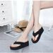 Women's Summer New Style Slippers High Heel Thick Sole Flip-Flops Simple Non-Slip Fashionable Outdoor Beach Vacation_vogvips.com