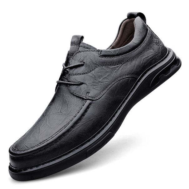 Men's Casual Leather Shoes, Lace-up, Breathable, Popular Style, Sole, Soft Leather, Suitable For Office Work And Formal_vogvips.com