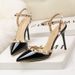 Women S Pumps Rivet High Heels Stiletto Korean Version Versatile Nude Color Cool One Word Buckle Bag Heel Sandals_vogvips.com