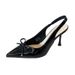 G860-14 Women's High-Heel Sandals With Pointed Toe, Bowknot, Shallow Mouth, Thin Heel, Hollowed-Out Design, Front And_vogvips.com