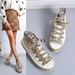 2025 Autumn New Fashion Letter Print Breathable Straw Thick-Soled Sandals Denim Platform Slippers_vogvips.com