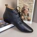 Women's Retro Pointed Toe Ankle Boots Lace Up British Style Chelsea Boots Plus Size_vogvips.com