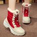 2022 Winter New Cross Border Korean Version Student Lace Up Versatile Waterproof Snow Boots With Velvet Foreign Trade Women's Shoes Trendy Cotton_vogvips.com