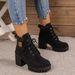 2026 Autumn New Martin Boots For Women, Chunky High Heel, Waterproof, Large Size, Commuting, Height Increasing_vogvips.com