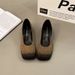 French Evening Wind Square Head Shallow Mouth Thick High Heels Women's Retro Maillard Not Tired Feet Small Leather Shoes Single Shoes_vogvips.com