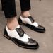 New Color-Block Brogue Leather Korean Style Winter Casual Large Size Height-Increasing Pointed Busins Formal Men's_vogvips.com