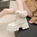 British Fleece-Lined Chunky Heel Thick-Soled Martin For Women 2024 Autumn Winter New Style Petite Slimming Lace-Up Short_vogvips.com