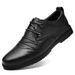 Men's Round Head Casual Shoes Single Shoes Men's Leather Shoes Splicing Lace-up Shallow Mouth Men's Shoes_vogvips.com