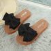 Summer New Leather Black Bowknot With Wedge Heel Beach Travel, White Outdoor Sandals For Girls_vogvips.com