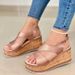 Summer Wedge Heel Fish Mouth Sandals Women's Thick Bottom Platform Casual Sandals Roman Sandals Women's Shoes_vogvips.com