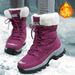 Women'S Winter Boots-Light Beige Fleece-Lined Mid-Calf Boots With Plush Faux Fur Trim, Thick TPR Sole&Lace-Up Design For Outdoor Sports,Gift For Women_vogvips.com