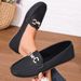 New Single Shoe Women Fashion Retro Metal Buckle Loafers_vogvips.com