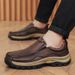 Brand High Quality Genuine Leather Men's Casual Slip On Comfort Business Man Flats Outdoor Men Work Shoes_vogvips.com