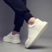 Men's Genuine Leather White Skateboard Sneakers Thick Platform Breathable Lace Up Casual Comfortable Versatile Sports Shoes_vogvips.com