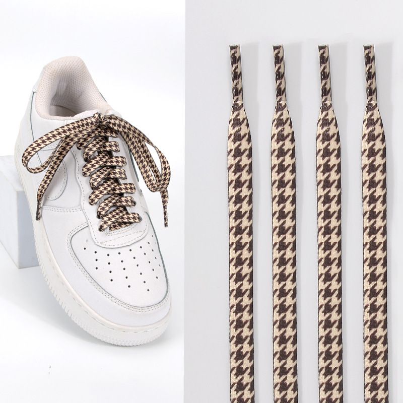 Houndstooth stripes versatile sports casual flat print flat stripes shoelaces_vogvips.com