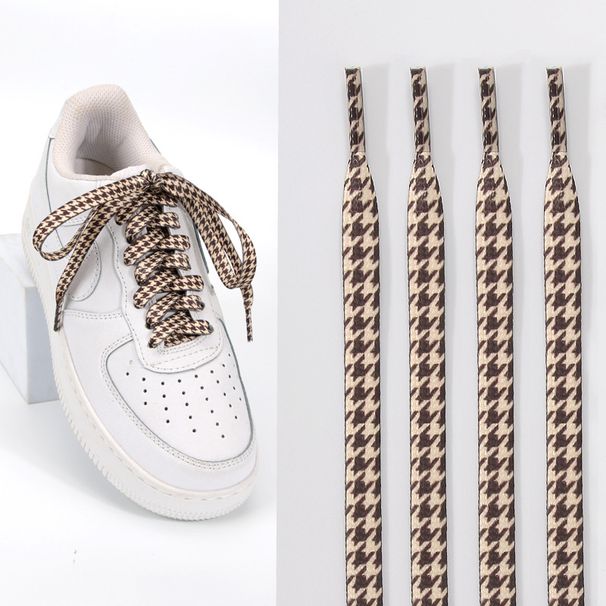 Houndstooth stripes versatile sports casual flat print flat stripes shoelaces_vogvips.com
