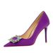 3265-K3 Korean Fashion Banquet Slim Heel Shallow Notched Metal Rhinestone Button Women's Single Shoes Ultra High Heels_vogvips.com