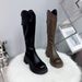 Zhao Lusi Long 2024 High Tube Thick Sole Riding Horse Hoof Heel Motorcycle Boots For Women Height Increasing Slimming_vogvips.com