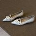 Sheepskin Version Design Niche Pointed Ruffled Shallow Mouth Genuine Leather Slip On Versatile Flat Shoes Single Shoes_vogvips.com