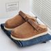 New Women's Sandals Slippers Cork Closed Toe Cowhide Unisex Large Size Plush Snow Boots With Velcro_vogvips.com